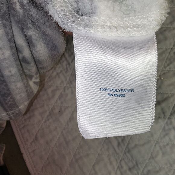 Lands end womens pullover fair isle white grey full zip fleece size large winter - Picture 9 of 9